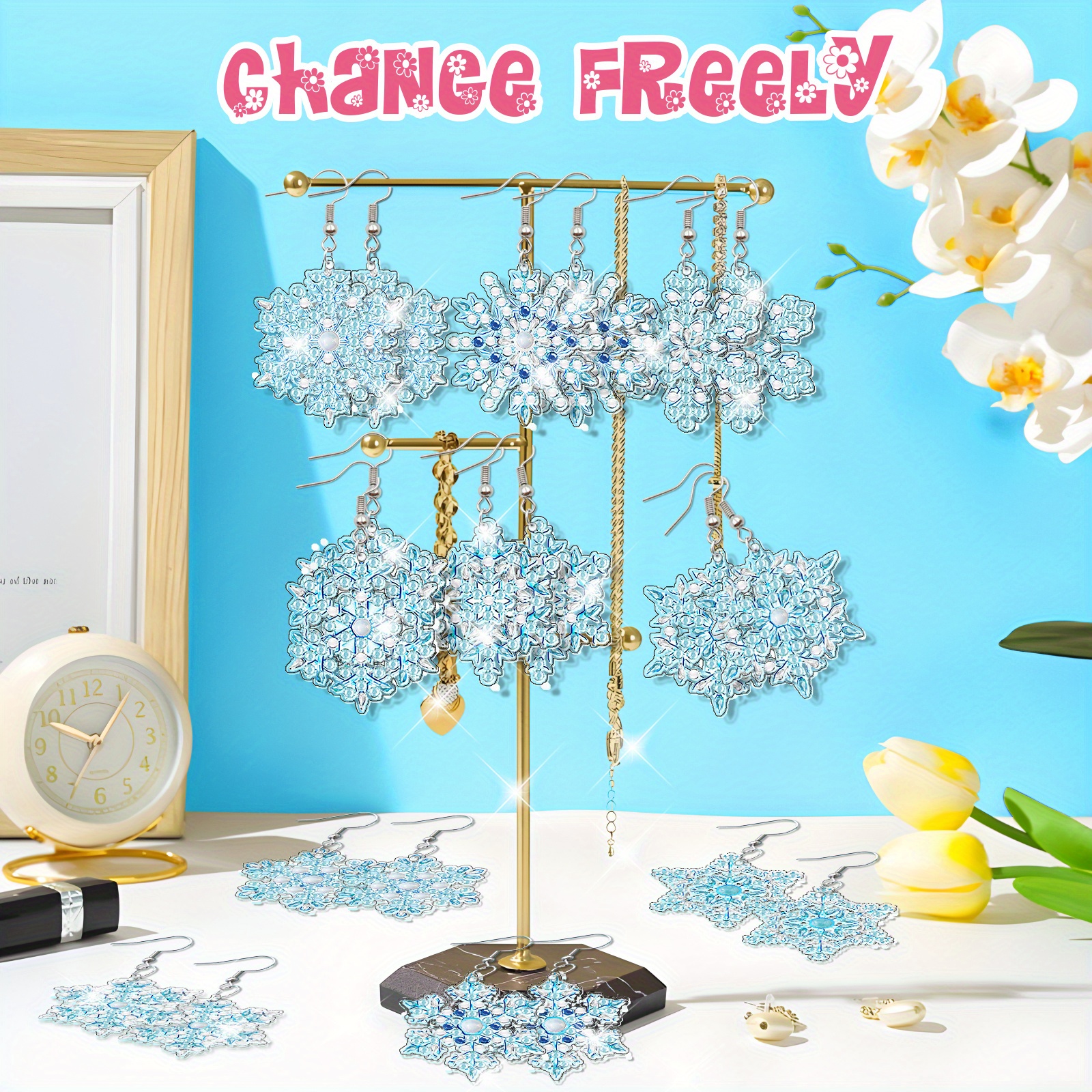 20pc Snowflake Pattern Diamond Art Earring Set